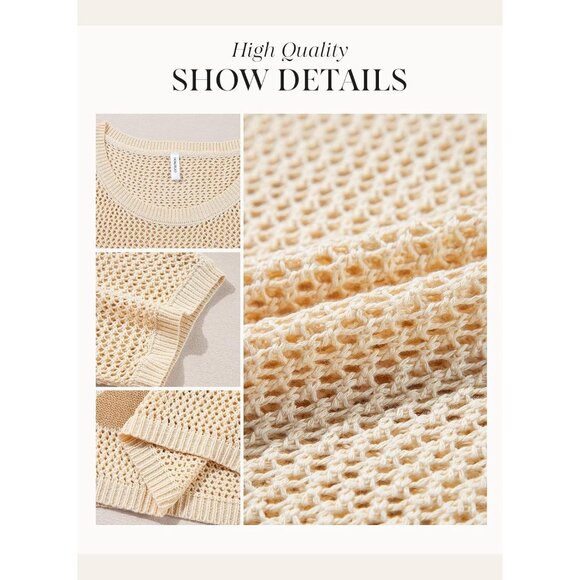 Women's Crochet Floral Summer Top Light Knit Short Sleeve Cover Up - Picture 5 of 7